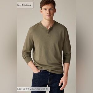 J.Crew Vintage-wash cotton henley in misty olive